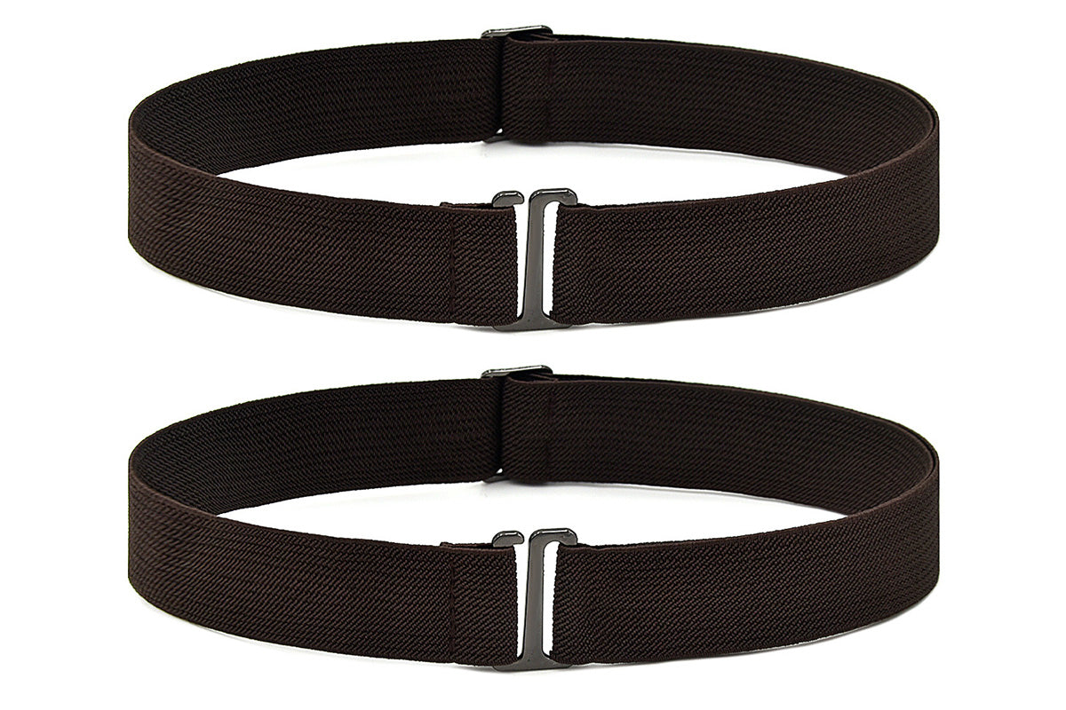 2Pcs Adjustable Stretch Belt Invisible Elastic Waistband for Pants Jeans-Coffee