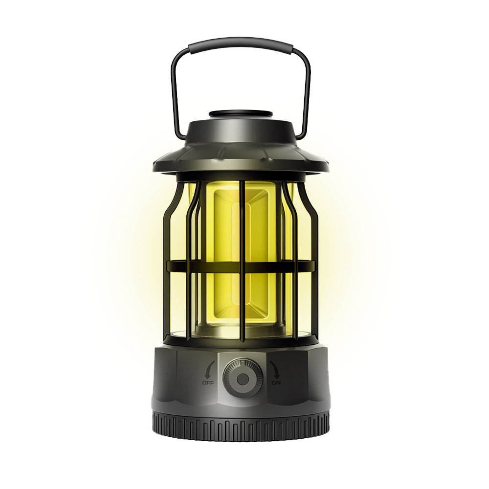 Retro Tent Camping Lantern Rechargeable Night Lamp Camping Light Black