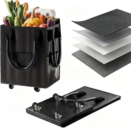 Reusable Grocery Bag Foldable Rolling Shopping Tote Bag - Black