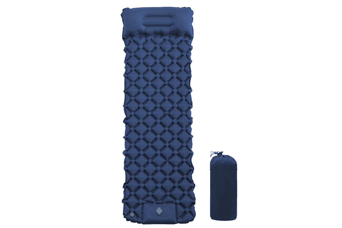 Portable Soft Waterproof Inflating Camping Sleeping Pad For Backpacking Hiking Picnic-Navy Blue