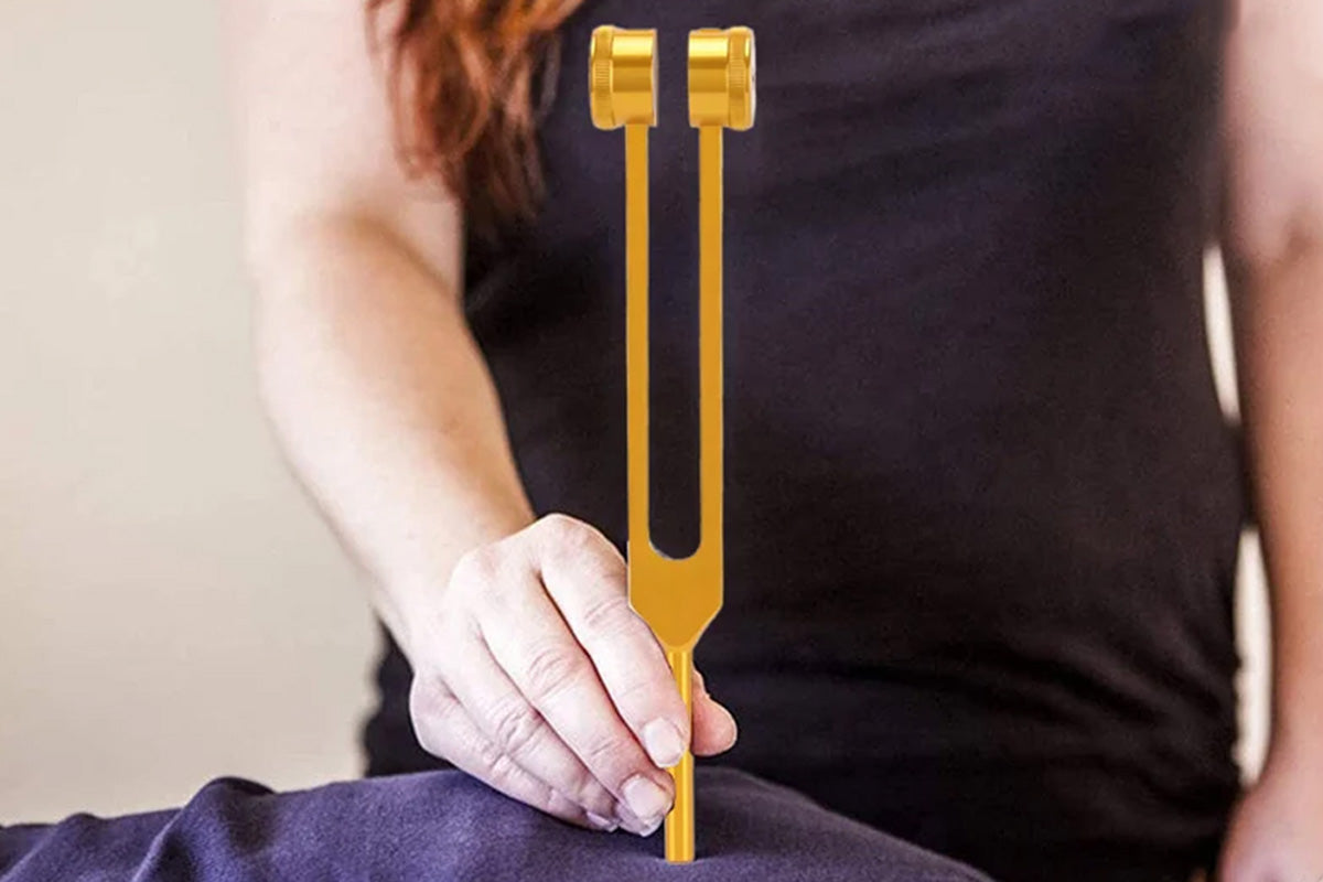 128Hz Tuning Forks Set with Reflex Hammer - Gold