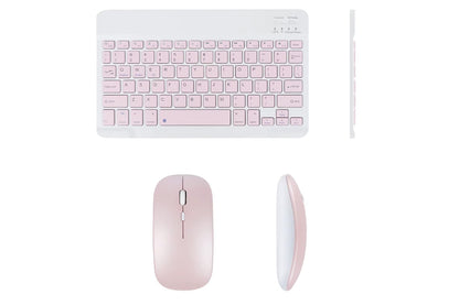 Ultra Slim Portable Wireless Bluetooth Keyboard Mouse Combo for Tablet Laptop -Pink