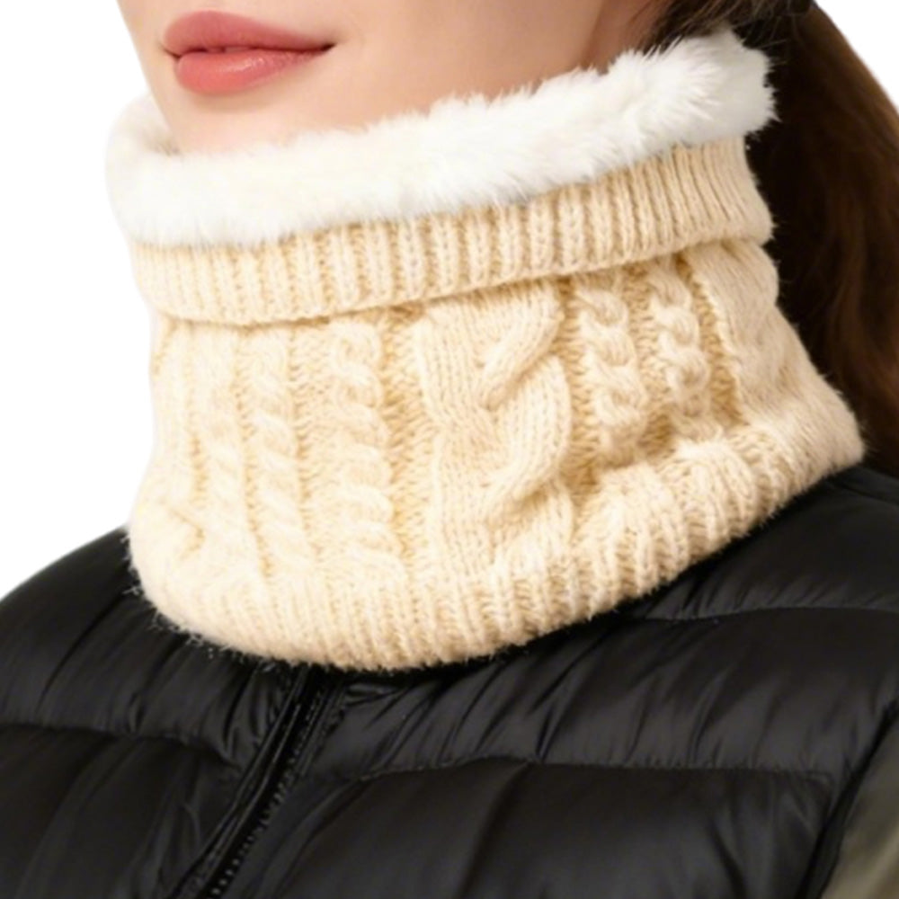 Winter Neck Gaiter Fleece Thick Neck Warmer Cover Ski Gaiters for Men Women-Beige