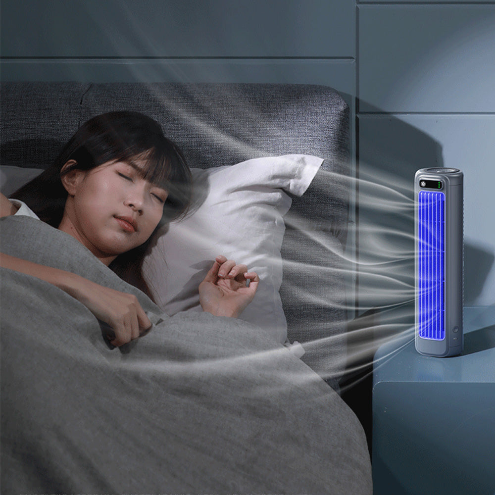 Air Conditioner Style Desktop Cooling Fan with Digital Screen for Room Office Grey