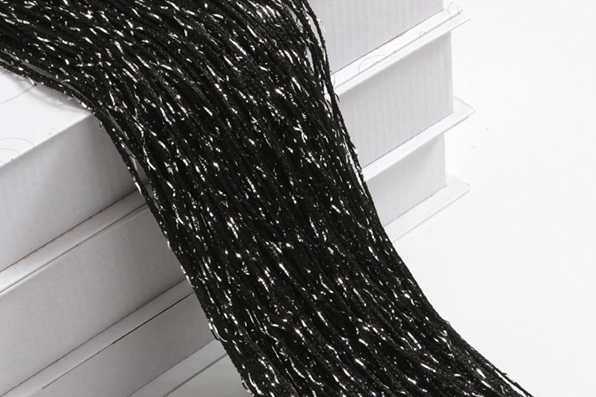 Shimmer Tassel String Door and Window Divider Curtain - Black