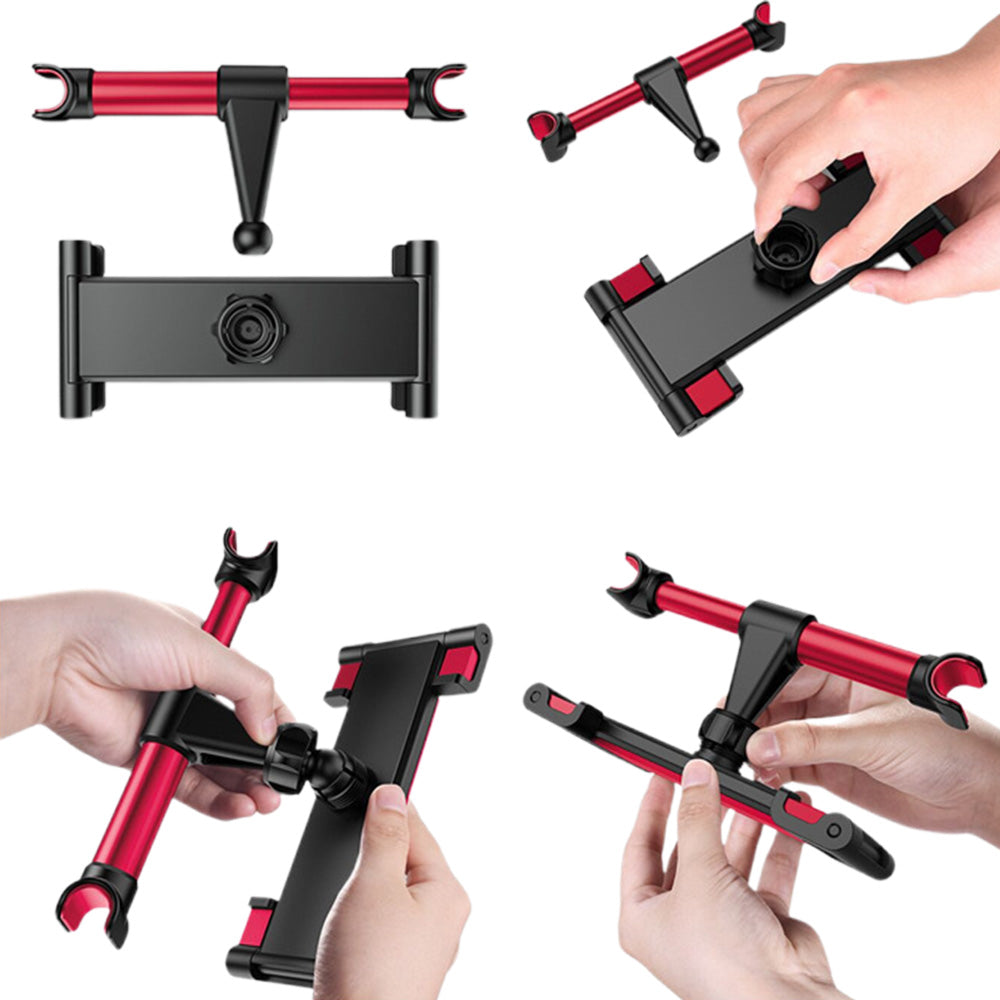 Universal Car Headrest Tablet Holder Rotating Mount for Phones Tablets Red
