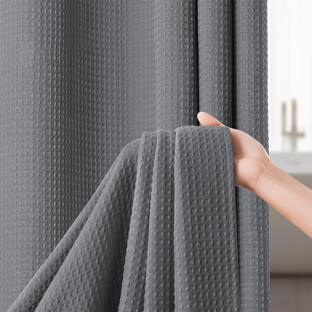 Waffle Weave Water Resistant Shower Curtain - Grey