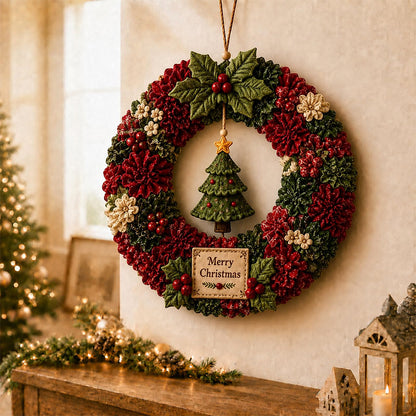 3D Fabric Poke Craft Christmas Wreath DIY Kit for Adults - Christmas Tree