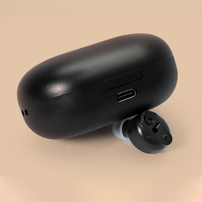 Wireless Hearing Amplifier Rechargeable Hearing Aids with Portable Charging Case Sound Enhancement for Hearing Loss Black