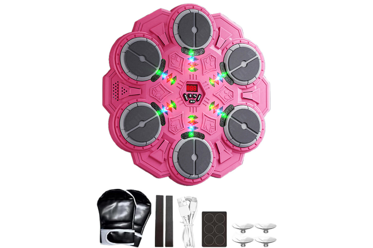 Boxing Machine for boy and girls Aged 6 Wall-Mounted Bluetooth Punching Bag for Birthday-Pink