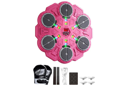 Boxing Machine for boy and girls Aged 6 Wall-Mounted Bluetooth Punching Bag for Birthday-Pink