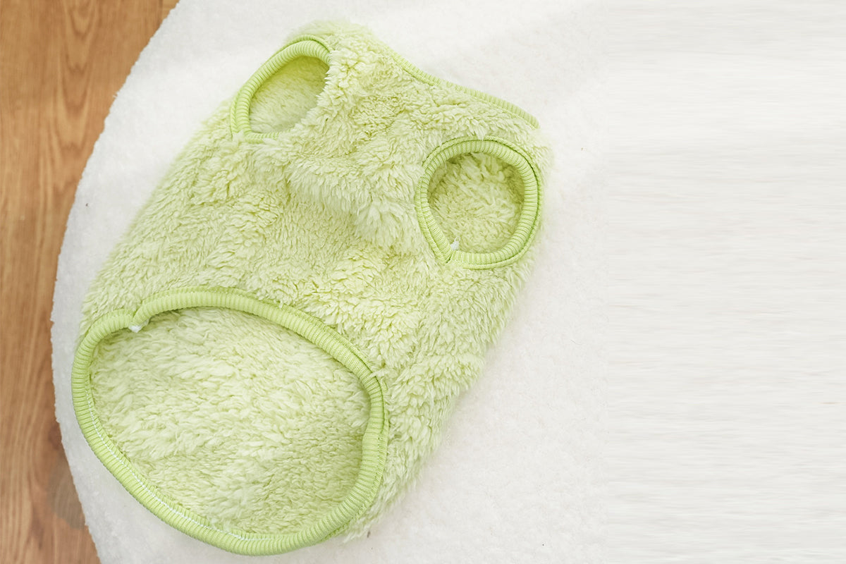 Sherpa Fleece Dog Jumper Sweater with D-Ring for Small Dogs Chihuahua Yorkshire -Green