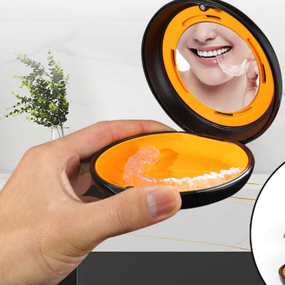Mouth Guard Case with Mirror Retainer Case Night Guard Storage Box Black