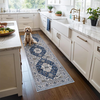 Persian Runner Rug for Hallway-Navy