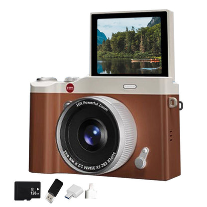 4K 64MP Vlogging Camera with Flip Screen & 16X Digital Zoom Brown