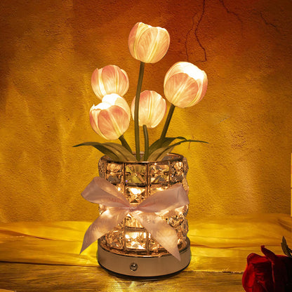 Tulip Flower Lamp Valentine¡¯s Day Gifts 3 Color Dimming Night Light -Pink