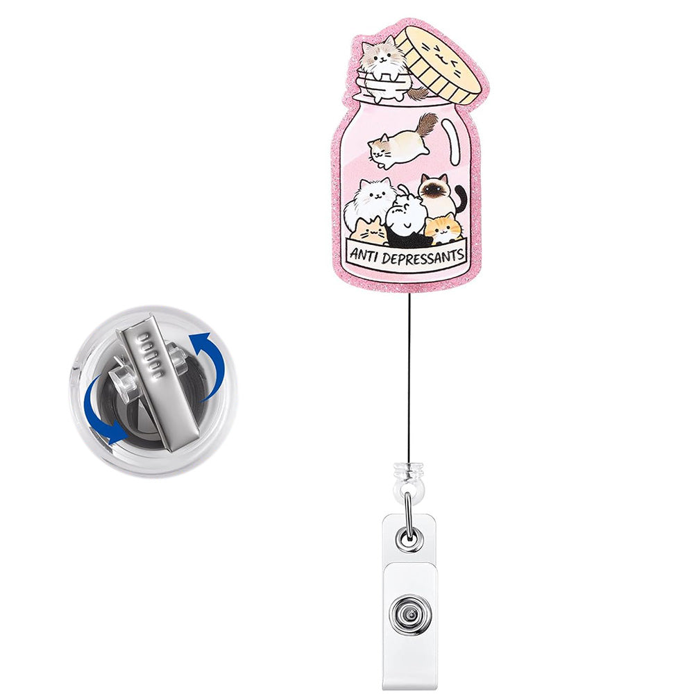Retractable Badge Reel Cute Badge Clip - Cat