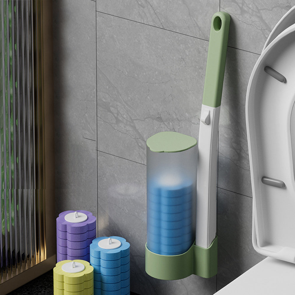 Disposable Toilet Brush Set with 18Pcs Replacement Brush Heads Green