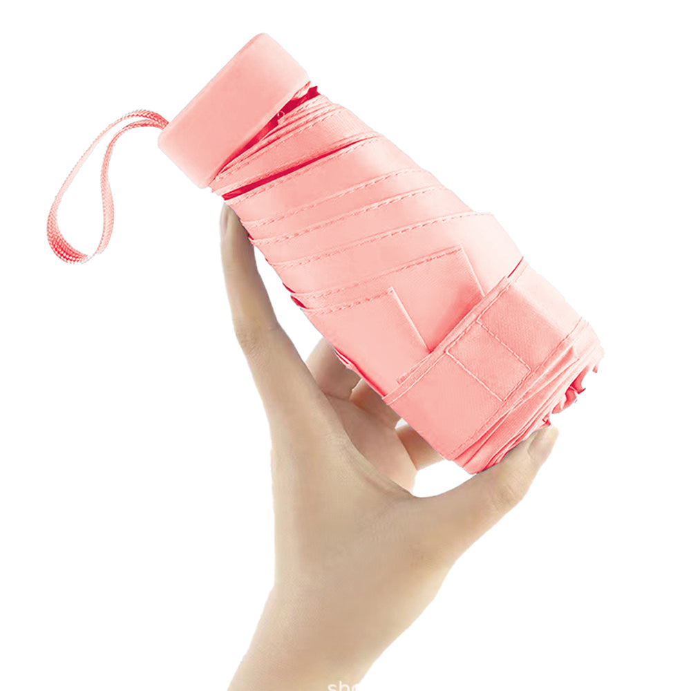 Mini Pocket Umbrella Anti-UV Sun/Rain Windproof 6 Folding Umbrella - Pink