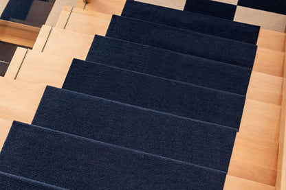 6Pcs Stairs Tread Mat Self-adhesive Cling Non Slip Wear-Resistant Carpet Mat-Navy Blue