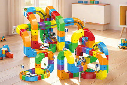 123Pcs Set Building Block Electric Train Set with Upside Down Racing