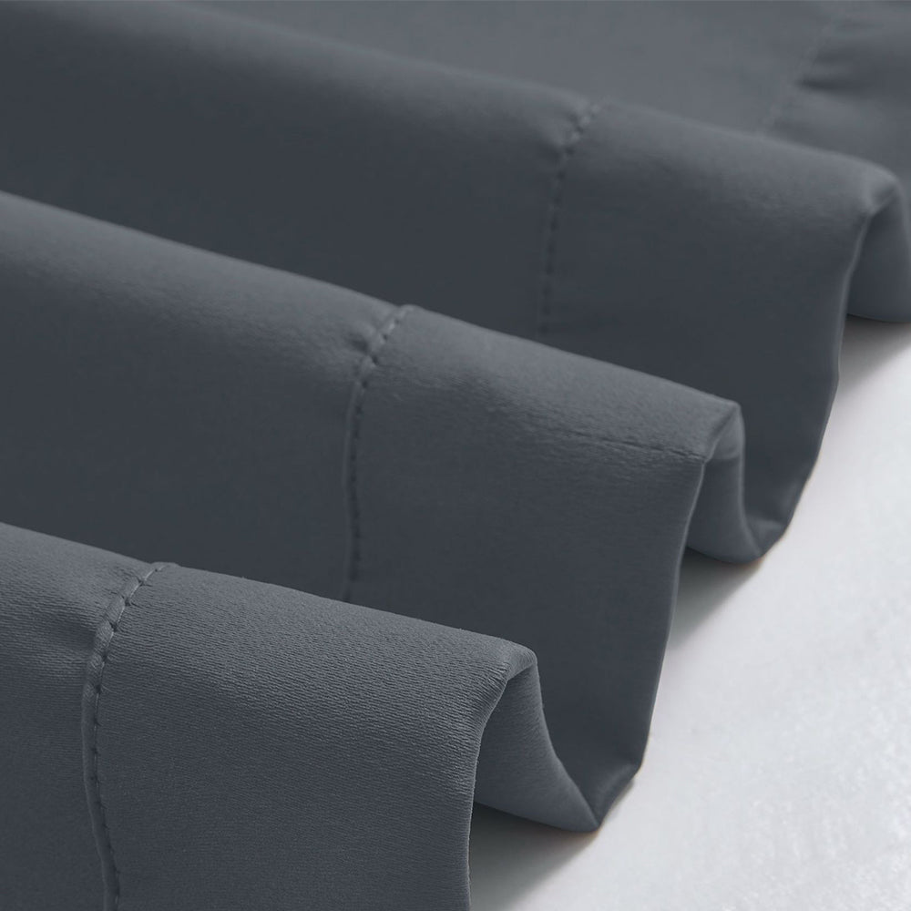Thermal Insulated Tie Up Window Shade Light Blocking Curtain Dark Grey