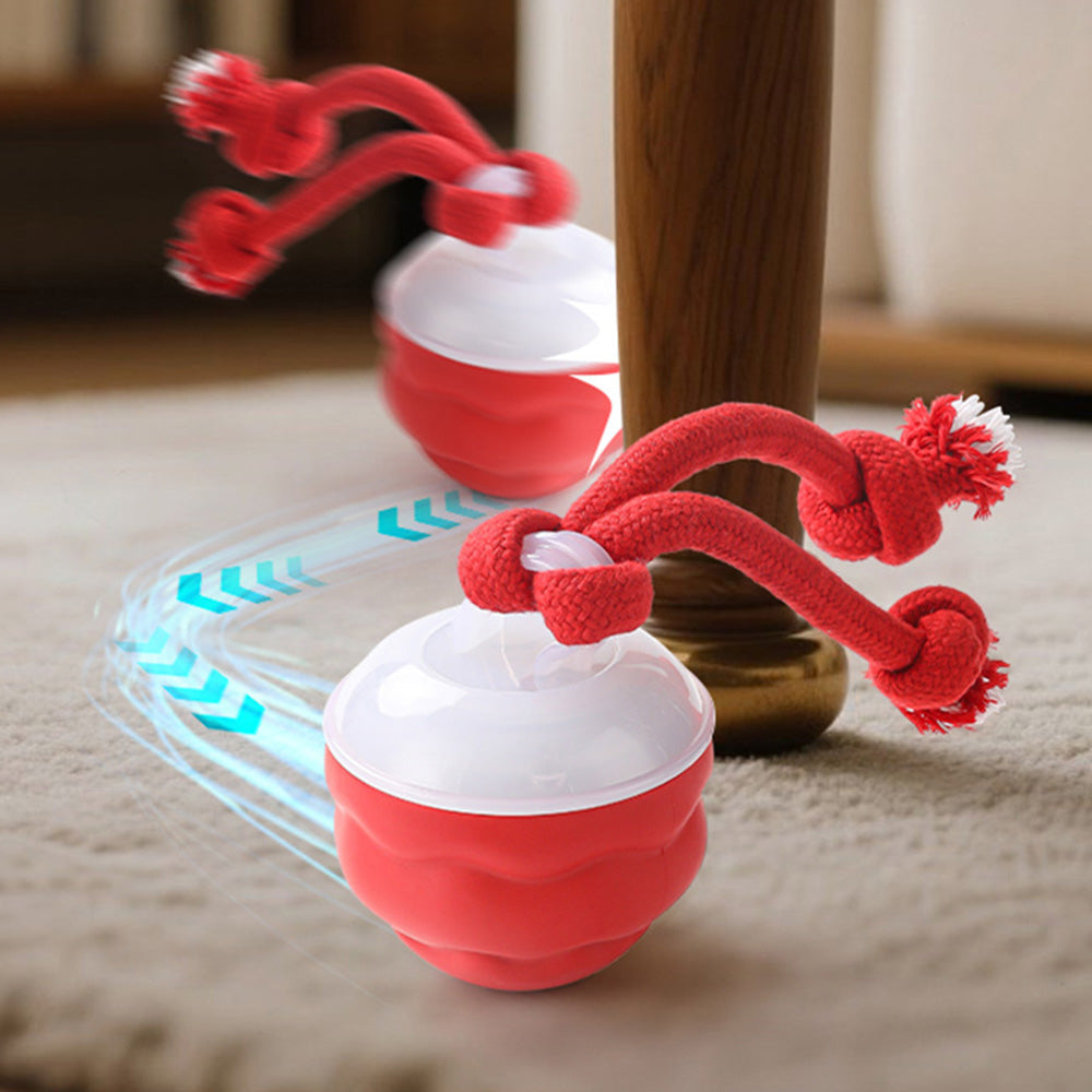3-Mode Pet Interactive Toys Squeaky Auto Rolling Ball Dog Toy Red
