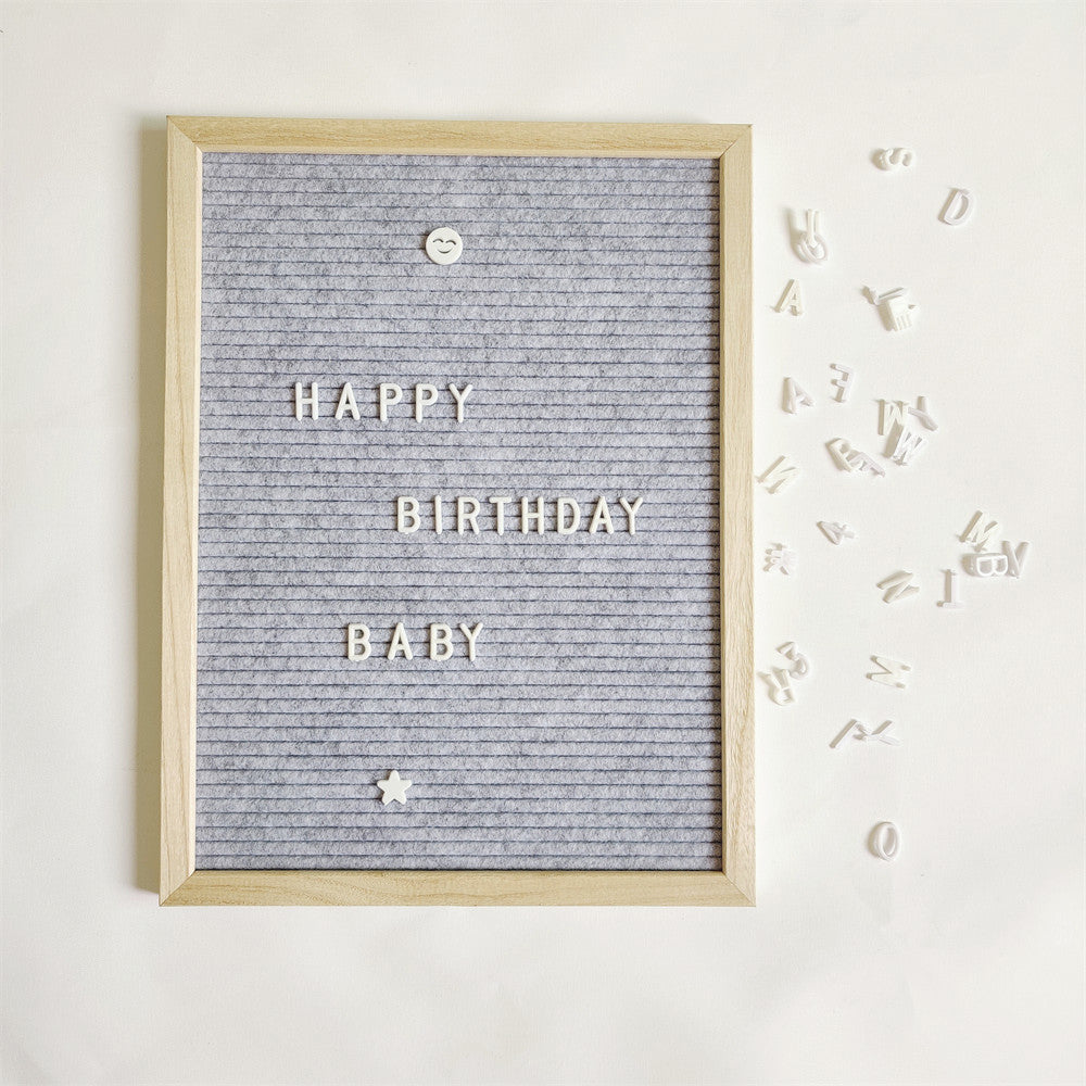 30x40 cm Felt Letter Board with Letters Numbers and Stand-Grey