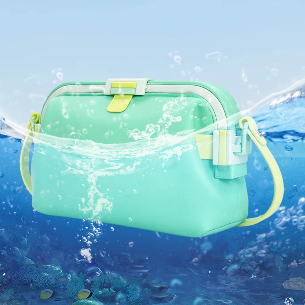 Water-resistant Foldable Silicone Beach Bag with Handle - White
