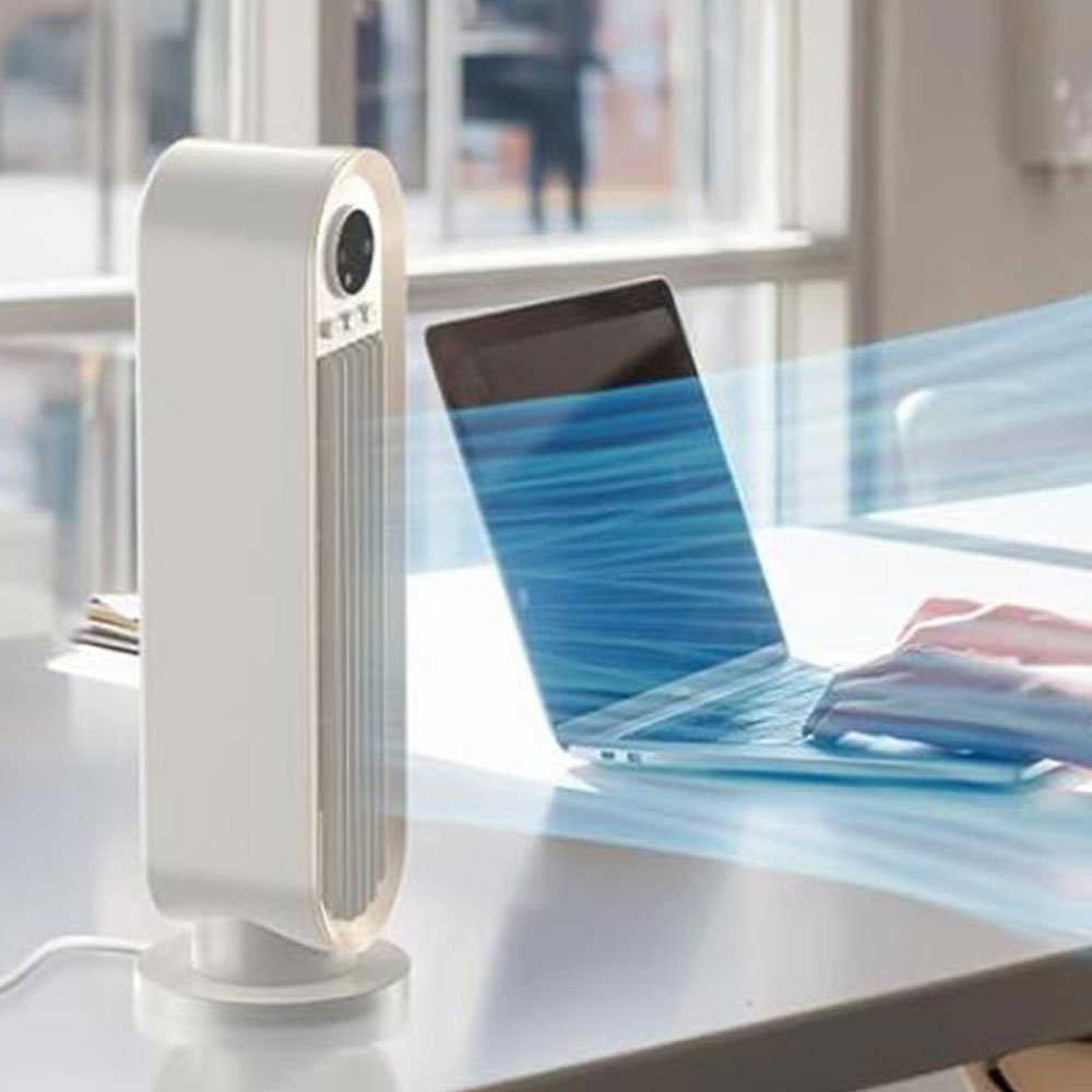 3-Speed Adjustable Oscillation Fan Bladeless Digital Display Desk Fan with Timer Setting Beige