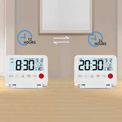 Smart Digital Alarm Clock with Temperature Display Snooze Function and LED Backlight White