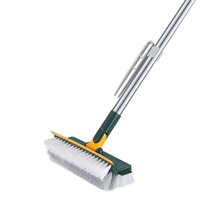 3-in-1 Multifunctional Scrape Cleaning Brush Rotating Corner Floor Scrub Brush with Long Handle Green