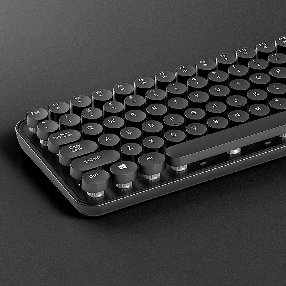 2.4GHz Wireless Keyboard And Mouse Combo With Round Key Caps-Black