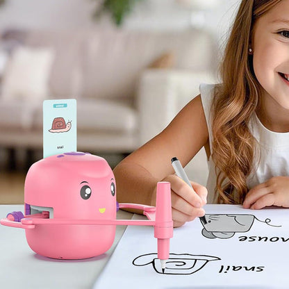 Interactive Educational Drawing Robot with 100 Cards Voice Interaction Learning Toy Pink