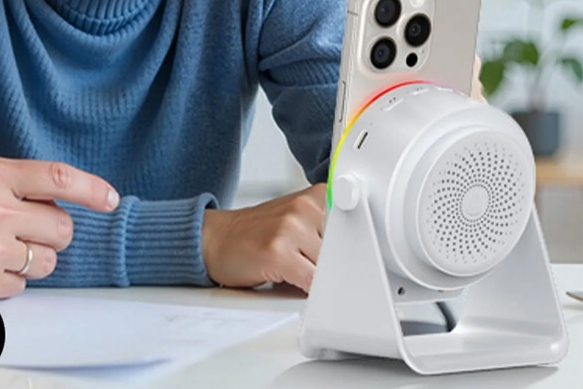 4 in 1 Wireless Speaker Bluetooth Speaker with 360 Adjustable Phone Holder-White