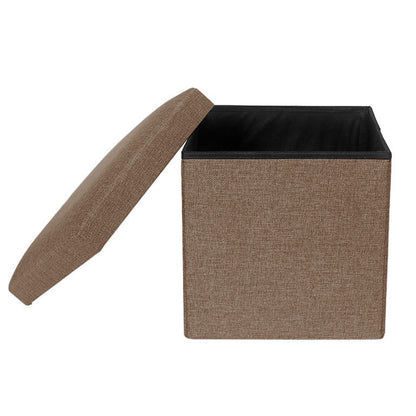 Foldable Storage Ottoman Shoe Bench with Thick Foam Lid - Coffee