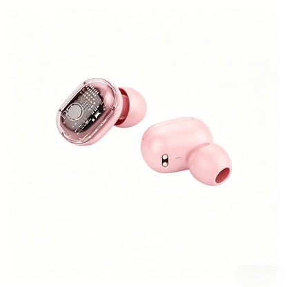 Bluetooth 5.1 Wireless Earbuds with LED Display IPX4 Waterproof Headphones-Pink