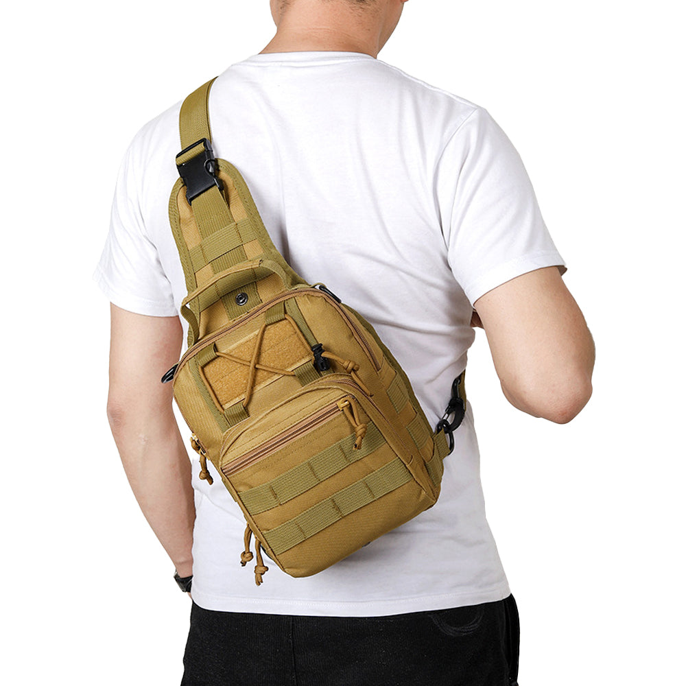 Outdoor Sport Chest Bag Sling Shoulder Bag for Men Khaki