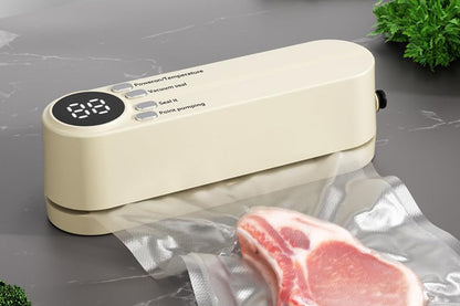 Portable Mini Vacuum Sealer for Food Storage with Rechargeable Handheld Sealing and Air Pump -White
