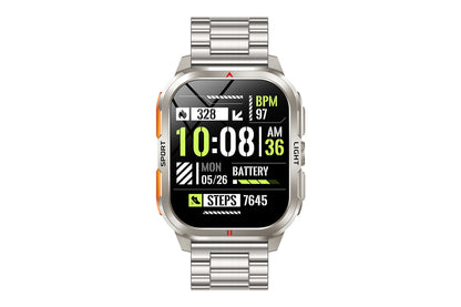 2.01inch Smartwatches with 100 Sports Modes Bluetooth Call Music Control for iPhone -Silver metal strap