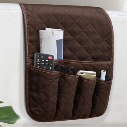 5 Pocket Sofa Armrest Organizer Remote Holder Bag for Couch and Chair-Coffee