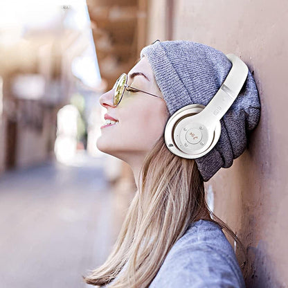 Wireless Bluetooth Headphones Foldable Over Ear Stereo Headsets with Built-in Mic White