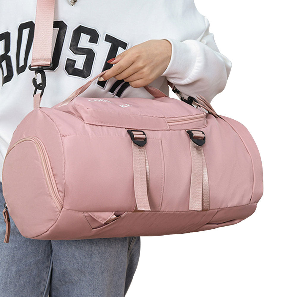 Large Capacity Travel Duffle Bag Sport Gym Backpack -Pink