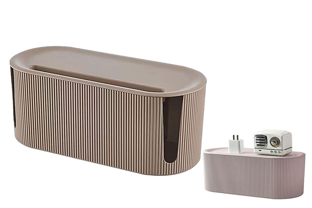 Cable Storage Box Wire Management Case Power Plug Socket Organizer Box-Coffee