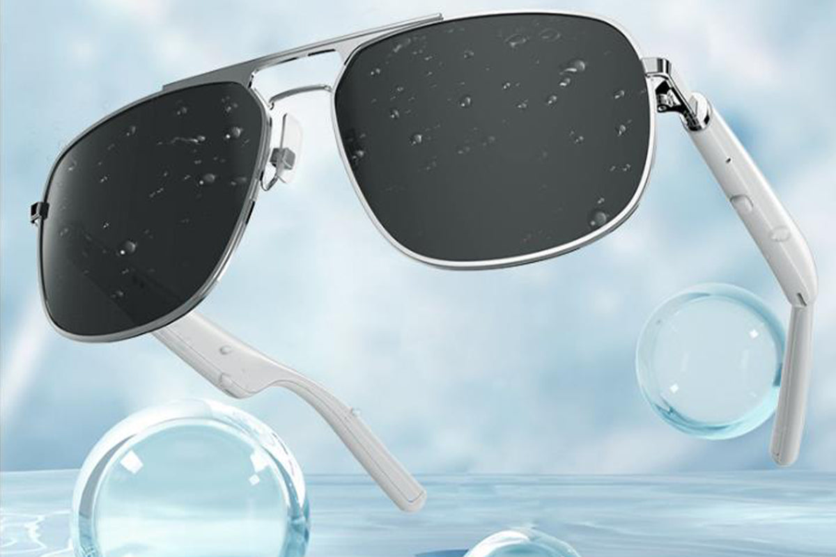Smart Bluetooth Sunglasses Built-in Open Ear Music and Speaker for Men and Women -White