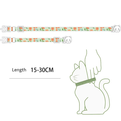 2 Piece Soft Cotton Adjustable Breakaway Cat Collars - Green and Orange