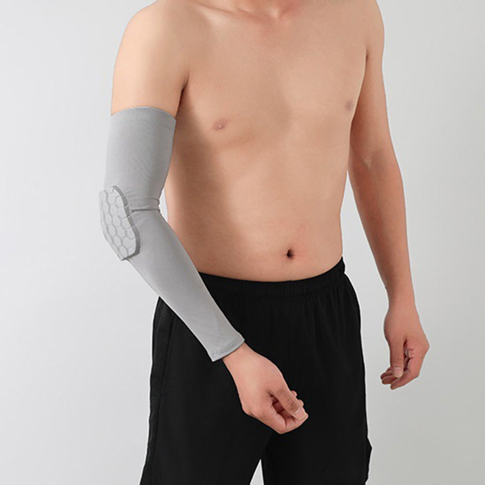Pair of Elbow Sleeve Support Brace Pads Compression Arm Guard Gym Sports Protector Gray
