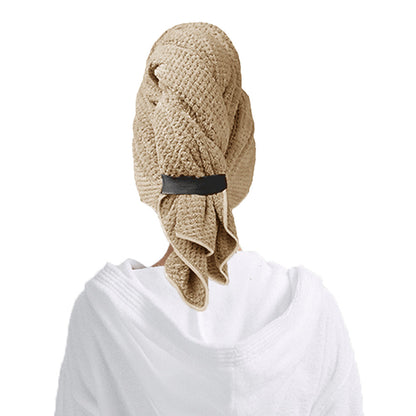 Microfiber Hair Drying Towel Hair Turbans with Elastic Strap Khaki