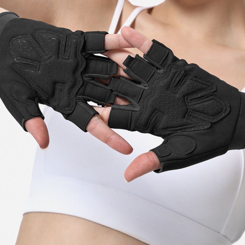 Durable Half-Finger Fitness Gloves for Gym Workouts Men & Women Black