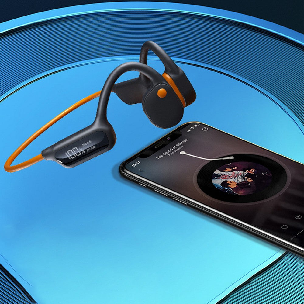 Wireless Bone Conduction Headphones Swimming Sports Bluetooth Headset-Orange